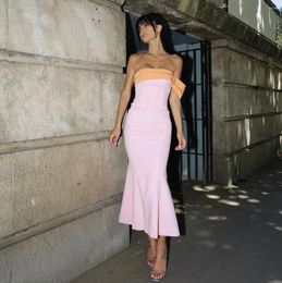 Casual Dresses One-shoulder Stitching Tube Top Tight Long Bandage Dress 2024 Elegant Strapless Sleeveless And Ground Party