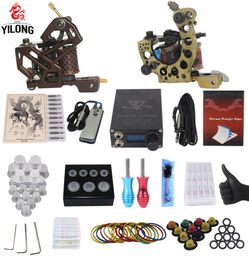 YILONG Professional Complete Tattoo Kit 2 Top Machine Gun 50 mix ink cup 10 Needle Power Supply 300024612 T2006091047476