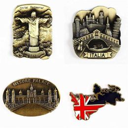 3PCSFridge Magnets World tour souvenir metal refrigerator paste 3d France Britain Germany Italy India tour souvenir fridge magnet gift