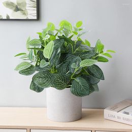 Decorative Flowers 33cm 7Forks Artificial Pothos Plants Fake Outdoor Leaves Plastic Wall Hanging Grass Ivy Without Pot For Home Garden