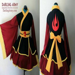 Azula Fire Nation Cosplay costume Kimono Dress01234563375056