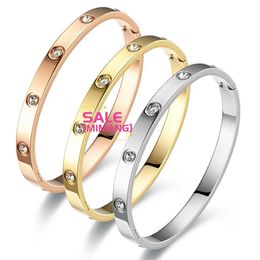 Designer Anti card Home Fashion Couple Style 18k gold Bracelet Trend Full Sky Star Full Diamond Nail Jewellery Stainless Steel Bracelet LJCX