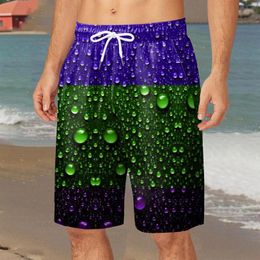 Men's Shorts Summer Hawaiian Style Digital 3D Water Droplet Printed Fashion Drawstring Elastic Waist Beach Casual