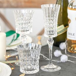 Geprägter Kristallglasbecher Wein Champagner Becher Trinkwasser Nordic Luxus Copas de Vino Küche Essbar EB5BL Brille 264e