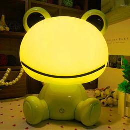 Table Lamps Cute Frog LED Lamp Children Boy Girl Gift Bedroom Bedside Light Eye Protection Three-speed Touch USB Night