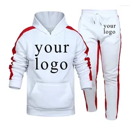 Men's Tracksuits Your Own Design Brand Logo/Picture Personalised Custom Anywhere Men Women DIY Spliced Off Shoulder Hoodie Set Fashion