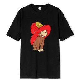 Women's T-Shirt Summer T-Shirt Cute monkey Printing Funny Hipster Plus Size Graphic Cotton T Shirt Top Unisex Man Casual Short Slve Cool T Y240506