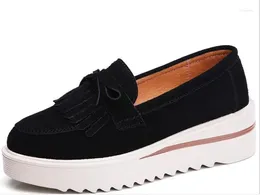 Casual Shoes Fashion Women BlackSneaker Ballet Cow Suede Leather Flat Platform Woman Slip On Female Women's Loafers Leisure