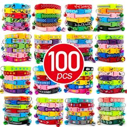 Wholesale 100Pcs Dog Collar With Bell For Adjustable Pet Product Accessories Buckles Cat ID Tag Bow Ties Rabbit Neckties 240508