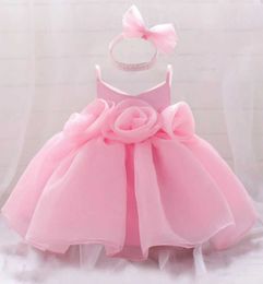 Christening dresses Baby Princess Dress Wedding First Birthday Party Childrens Clothing Bow Ball Elegant White Flower Baptist Q240507