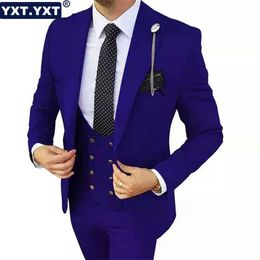 Men's Suits Blazers All mens 2023 new Pioneer jacket vest pants 3-piece set ultra-thin fitting elegant luxurious formal business and office wedding dress Q240507