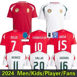 2024 Hungary Euro Cup Soccer Jersey SZOBOSZLAI New 2025 Hungarian National Team 24 25 Football Shirt Men Kids Kit Set Home Red Away White NAGY GAZDAG Men's Uniform