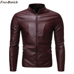 Men's Jackets FREE OSTRICH Autumn Leisure Long-sleeved Leather Men Winter Windproof Moto Biker Style Thick Warm Jacket 2526