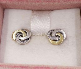 Andy Jewel Authentic 925 Sterling Silver Studs Interlinked Circles Stud Earrings Fits European Style Studs Jewelry 290741CZ2365522