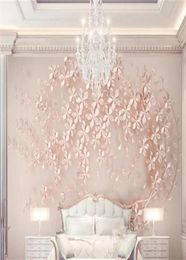 Customised large mural luxury elegance 3d stereoscopic flower rose gold 3D wallpaper for living room TV backdrop wall paper247n3423119