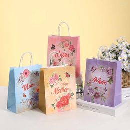 Gift Wrap 6pcs Happy Mother's Day Paper Packing Bags With Handle Flowers Candy Bag For Mum Mom To Be Birthday