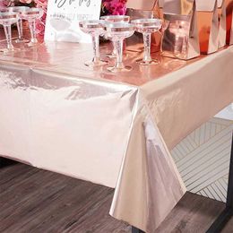 Disposable Dinnerware Rose gold foil gold-plated tablecloth birthday wedding party rose and silver high-end disposable Q240507