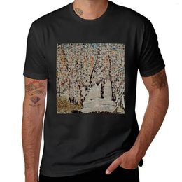 Men's Polos Winter Wonderland Birch Trees Forest Trail Snow T-shirt Plain Tops Fruit Of The Loom Mens T Shirts