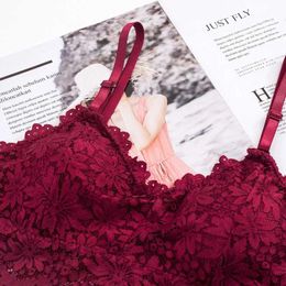 Women's Tanks Women Lace Bra Sexy Lingerie French Bralette V Neck Cropped Bra Female Intimates Summer Seamless Underwear Embroidery Underwear