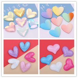 Miniatures 100pcs Kawaii Electroplating Iridescence DIY Crafts Flat Back Resin Peach Heart Cabochon Scrapbook Headwear Accessories