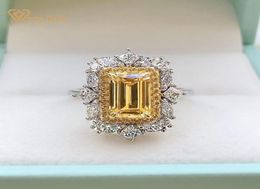 Wong Rain Luxury 925 Sterling Silver Emerald Cut Created Moissanite Wedding Engagement Classic Women Rings Fine Jewelry Gift Y01226860334