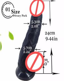 Brand Black Dildo Long Dildos Big 2457cm Huge Dildo Large Dong Realistic Penis Anal Toy for Women Adult Erotic Sex Product 7107134