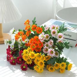 Decorative Flowers Artificial Silk Daisy Flower Bouquet For Home Table Centerpieces Arrangement Garden Party Wedding Spring Fake Plants