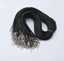 100 PCSLot 15MM Black Wax Leather Cord Necklace Rope String Cord Wire Chain For DIY Fashion jewelry Making Accessories in Bulk8704984