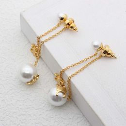 2024 Top quality charm drop earring with nature shell beads in 18k gold plated have stamp PS3596B