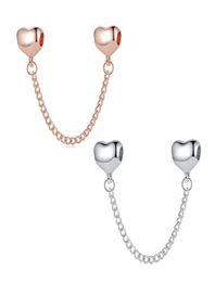 2019 Fit Sterling Silver Bracelet Heart Crystal Safety Chain European Stopper Clip Lock Charm Fits Bracelet Jewellery Findings Xma1626653