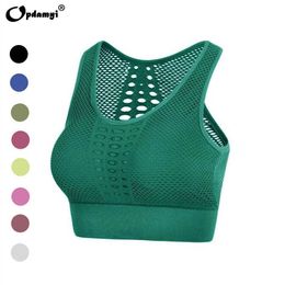 Active Underwear Women Sports Top Sexy Mesh Brathable Sports Bra Push Up Gym Fitness High-Impact Sports Underwear Seamless Yoga Bra Plus Size d240508