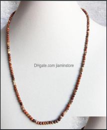 Chains M Faceted Red Blood Brecciated Jasper Necklace Shiny Natural Stone Chain Chocker Beaded Mother Daughter Necklaces5053040
