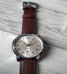 Man watch Fashio watch mechanical automatic watch wristwatch black leather strap Transparent Glass Back 0129005731