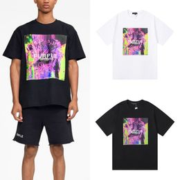 Trendy Purple Brand Shirts designer Streetwear Men Summer T-shirts Cotton Blend Clothing Short Sleeve Letter Printed Hip Hop T Shirt Women Top Tees