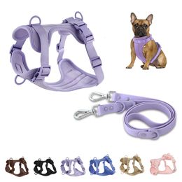 Double Dog Leash PVC Comfortable and breathable Harness leash set Adjustable Chest Strap Collarsf Harnesses Leashes 240508