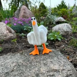 Miniatures New Duck Funny Creative Middle Finger Duck Home Decoration Statue Resin Craft Garden Courtyard and Micro Landscape Figurines