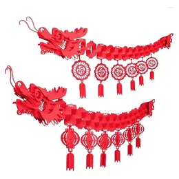 Decorative Figurines Chinese Year Decorations 2024 Traditional Dragon Ornament Red Festival For Carnival
