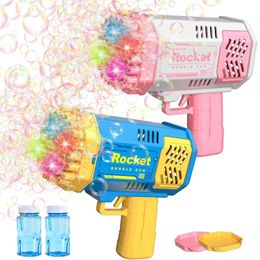 Bubble Gun for Kids Toys 40 Holes Bubble Machine with Colourful Light and 1 Bottle of Bubble Liquid Bubble Machine for Family 240507