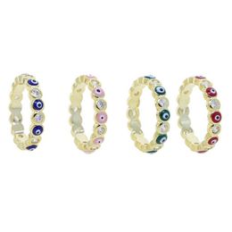 2021 Gold Colour Stacking Women Finger Band Colourful Red Pink Blue Green Enamel Evil Eye Eternity Rings3877627