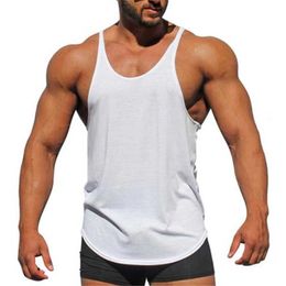 Men's Tank Tops Muscleguys Brand Bodybuilding stringer tank tops men blank vest solid Colour gyms singlets men vest slveless shirt T240508