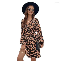 Casual Dresses For Women One Piece V-Neck Fashion Print Luxury Designer In Winter Dress Elegant Party Mini Sexy Vestidos Mujer