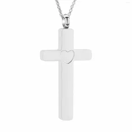 Pendant Necklaces Cross Urn Necklace For Human Pet Ashes Engraved Heart Charm Keepsake Jewelry