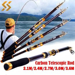 Sougayilang 2.1M 2.4M 2.7M 3.0M Spinning Fishing Rod Ultralight Carbon Fibre Portable Telescopic Fishing Pole for Trout Carp 240508