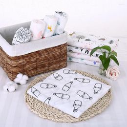 Blankets High Quality Cotton Baby Muslin Blanket Black-and-White Printed Swaddle Soft And Comfortable For Born
