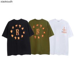 Rhude High end designer clothes for Destroy the stars tee Teen Couple Loose Double Yarn Short Sleeve T-Shirt With 1:1 original labels