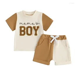 Clothing Sets Pudcoco 2Pcs Baby Boy Summer Outfits Short Sleeve Embroidery T-Shirt Contrast Colour Shorts Set Toddler Clothes 0-3T