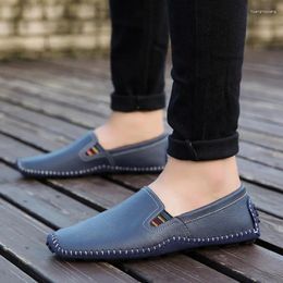 Casual Shoes Men's Leather Non-slip Low-top Driving Flat Shoe Black Real Loafers Moccasins Italian Designer Footwear Big Size 47