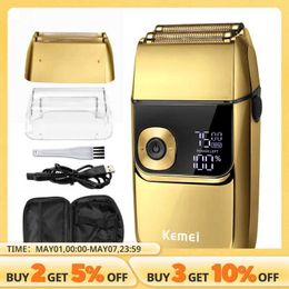 Electric Shavers KEMEI double foil professional shaver head electric shaver used for bald barbers hair and beard trimmers cordless T240507