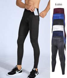 WholeMens Long Leggings Pants Quick Dry PRO 6 colors Elastic Basketball Solid color Zip pocket design Men Gym Sports Tights p4913897