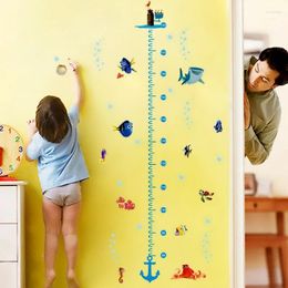 Wall Stickers Colourful Fishies Height Measure For Kids Rooms Home Decor Cartoon Animal Growth Chart Decals Adhesive Mural